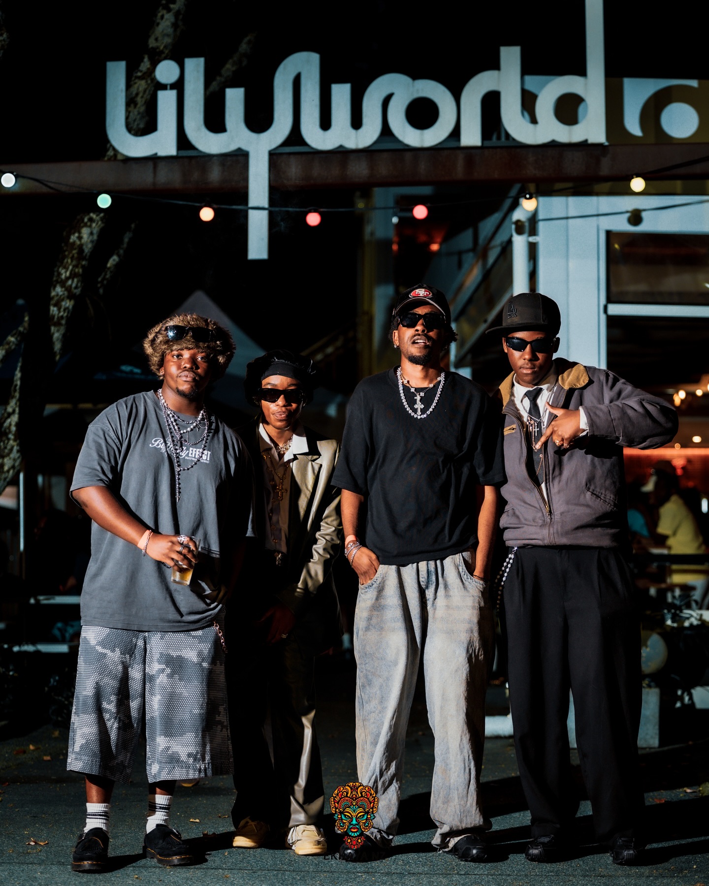 Group photo in front of Lilyworld Cafe